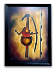 Gouache painting "Bow and spear"