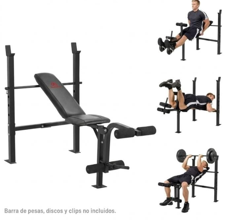 Banco de ejercicio Mercy con estante de pesas