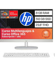 Combo Desktop HP All in One AMD Ryzen 3/8 GB RAM/512 GB SSD 24-cr0019la + Office 365 + Curso